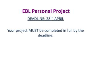 EBL Personal Project