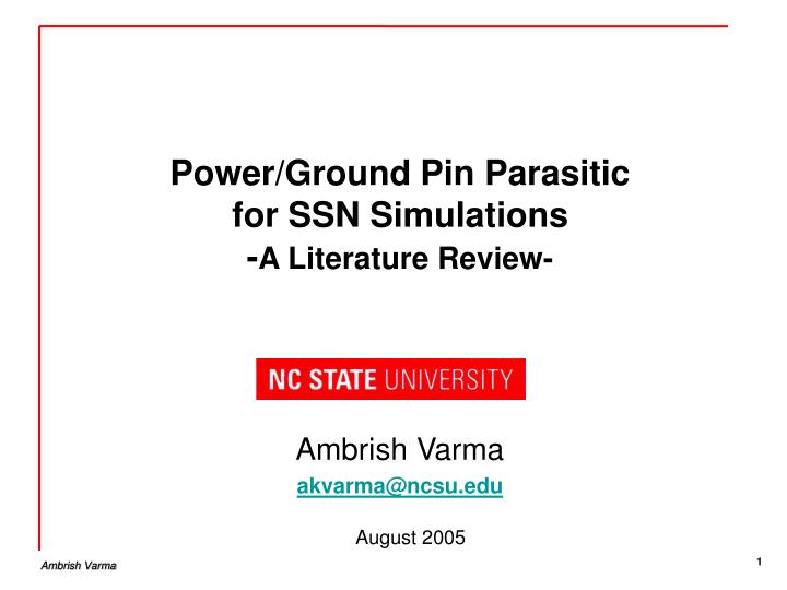 power ground pin parasitic for ssn simulations a literature review