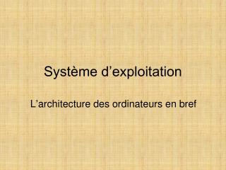 syst me d exploitation