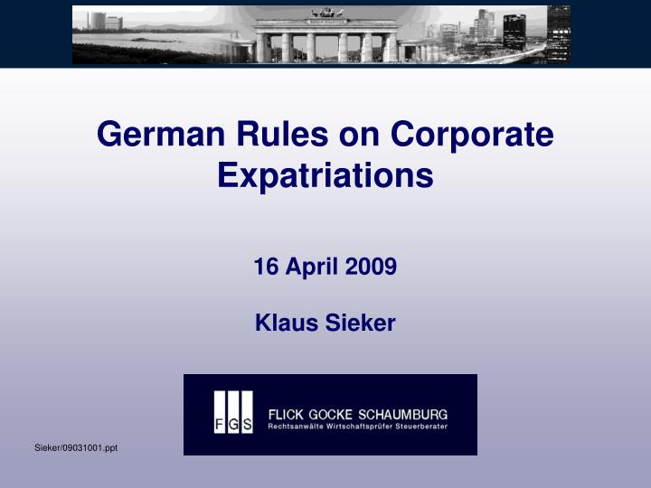 german rules on corporate expatriations