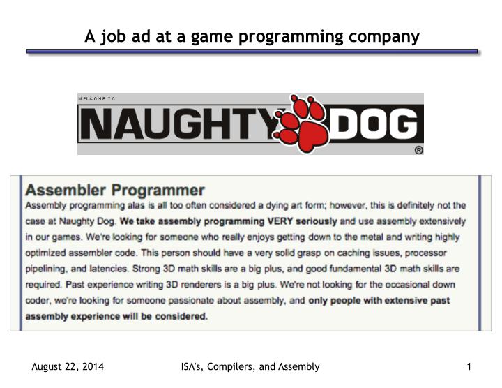 a job ad at a game programming company