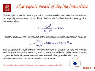 Hydrogenic model of doping impurities