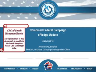 Combined Federal Campaign ePledge Update August 2013 Anthony DeCristofaro