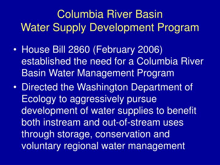 columbia river basin water supply development program