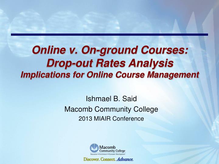 online v on ground courses drop out rates analysis implications for online course management