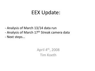 EEX Update: