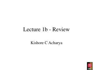 Lecture 1b - Review