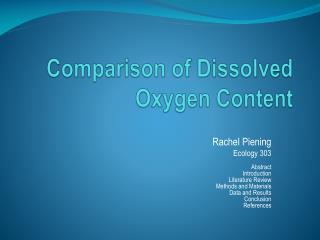 Comparison of Dissolved Oxygen Content
