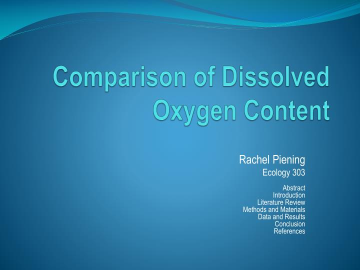 comparison of dissolved oxygen content
