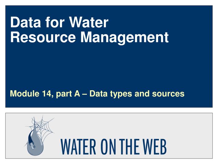 data for water resource management