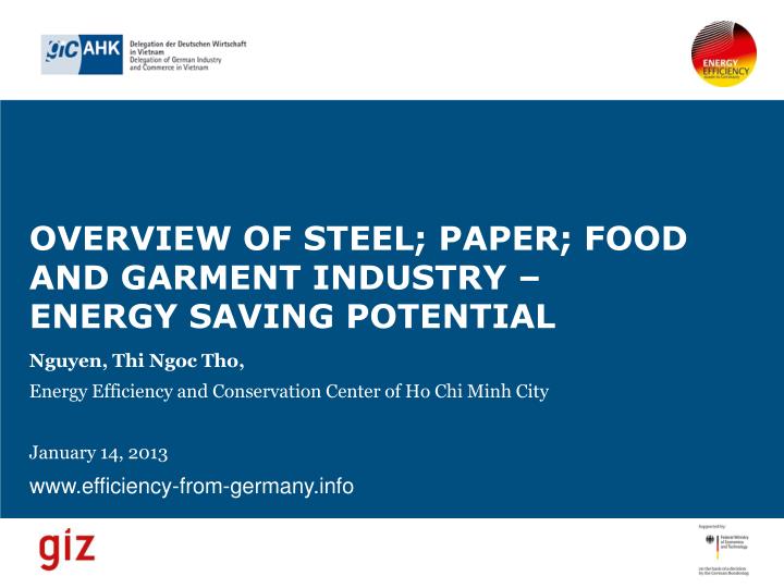 overview of steel paper food and garment industry energy saving potential