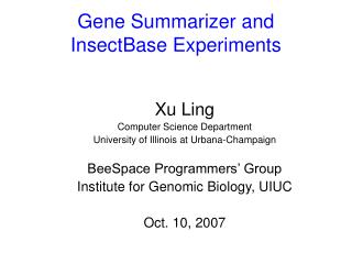 Gene Summarizer and InsectBase Experiments