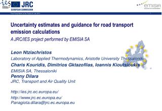 Uncertainty estimates and guidance for road transport emission calculations