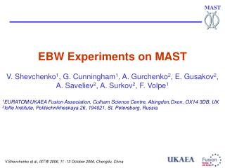 EBW Experiments on MAST