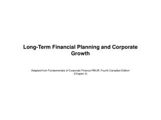 Long-Term Financial Planning and Corporate Growth