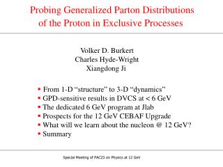 Probing Generalized Parton Distributions of the Proton in Exclusive Processes