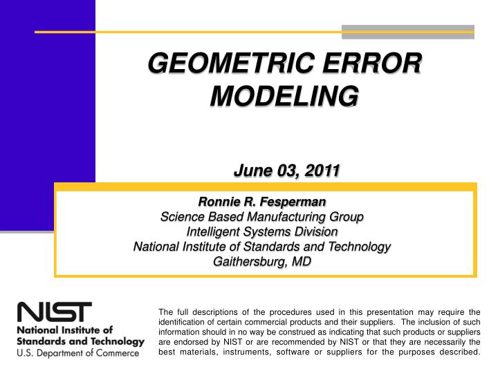 geometric error modeling june 03 2011