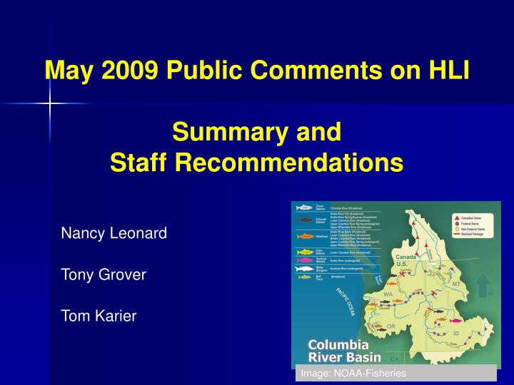 may 2009 public comments on hli summary and staff recommendations
