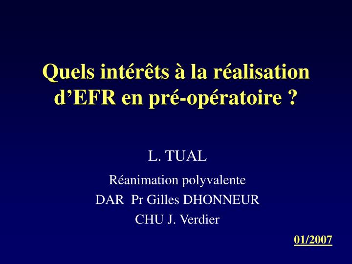 quels int r ts la r alisation d efr en pr op ratoire