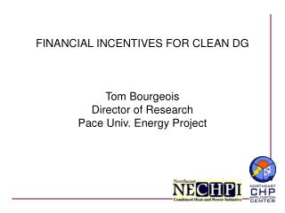 FINANCIAL INCENTIVES FOR CLEAN DG Tom Bourgeois Director of Research Pace Univ. Energy Project