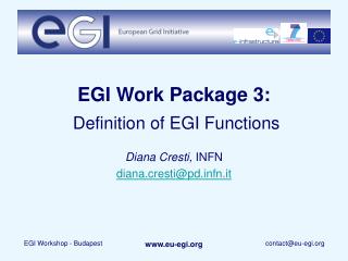 EGI Work Package 3: Definition of EGI Functions