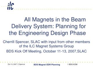 All Magnets in the Beam Delivery System: Planning for the Engineering Design Phase