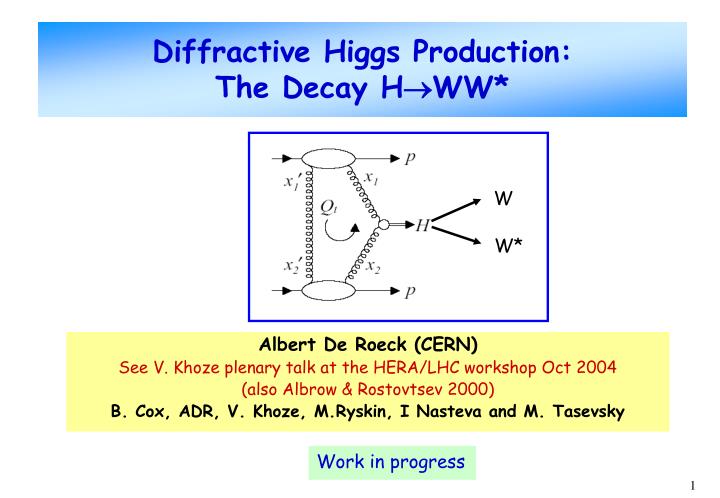 diffractive higgs production the decay h ww