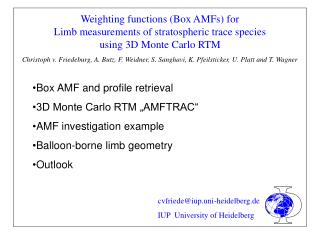 Weighting functions (Box AMFs) for Limb measurements of stratospheric trace species