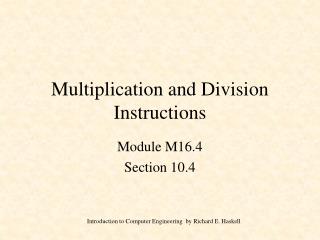 Multiplication and Division Instructions