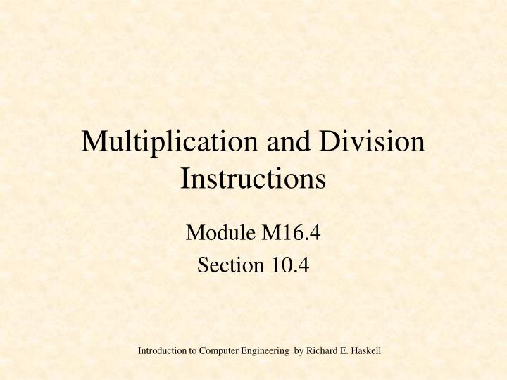 multiplication and division instructions