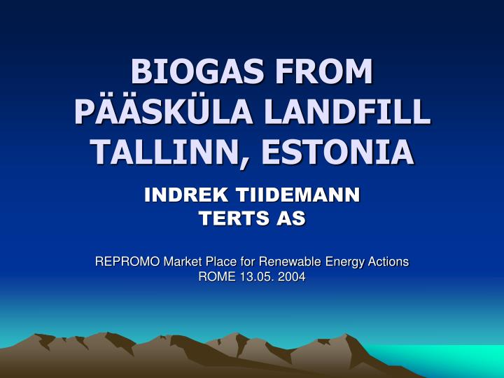 biogas from p sk la landfill tallinn estonia