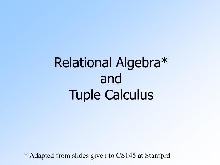 relational algebra and tuple calculus