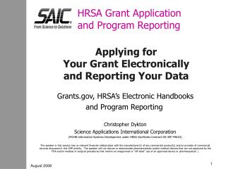 HRSA Grant Application and Program Reporting