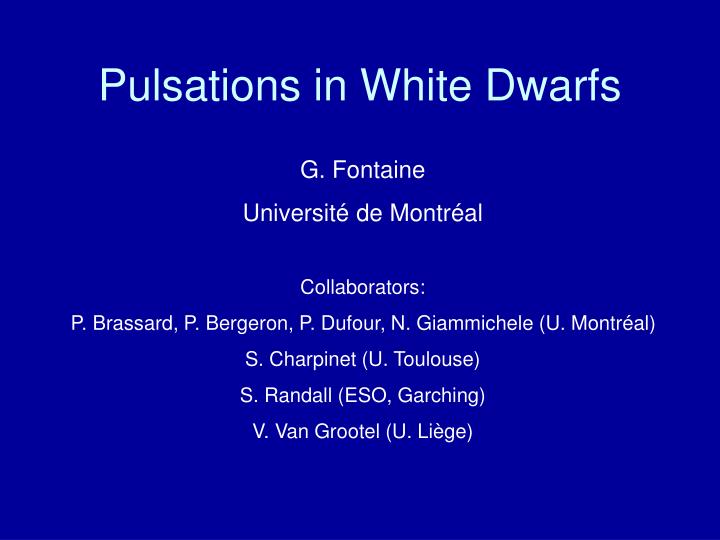 pulsations in white dwarfs