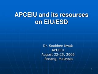APCEIU and its resources on EIU/ESD