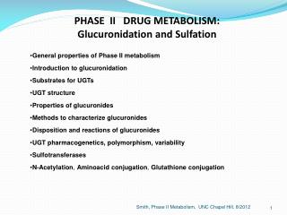 PHASE II DRUG METABOLISM: Glucuronidation and Sulfation