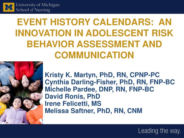 event history calendars an innovation in adolescent risk behavior assessment and communication