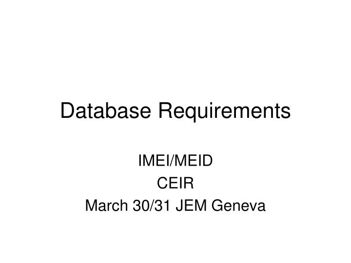database requirements