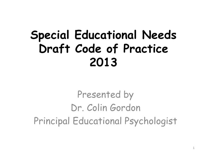 special educational needs draft code of practice 2013