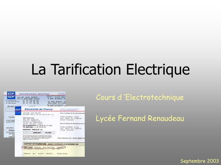 la tarification electrique
