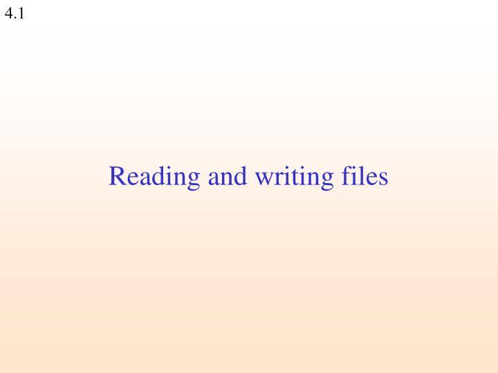 reading and writing files