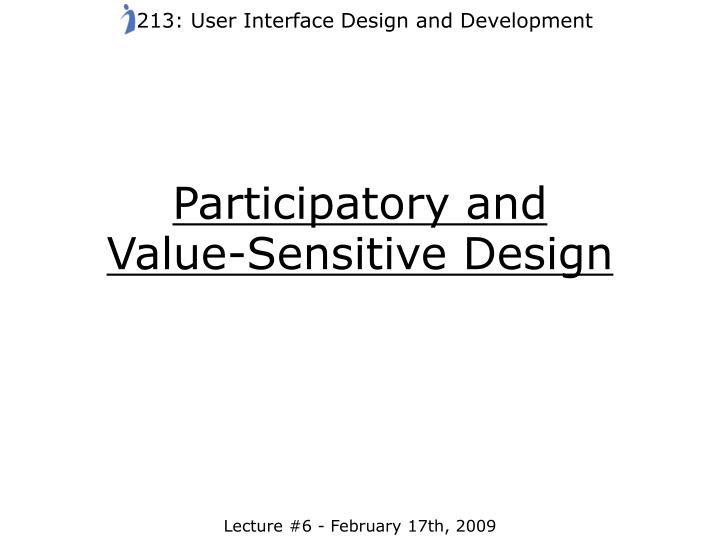 participatory and value sensitive design