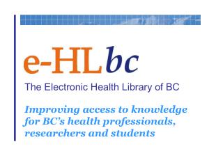 The Electronic Health Library of BC