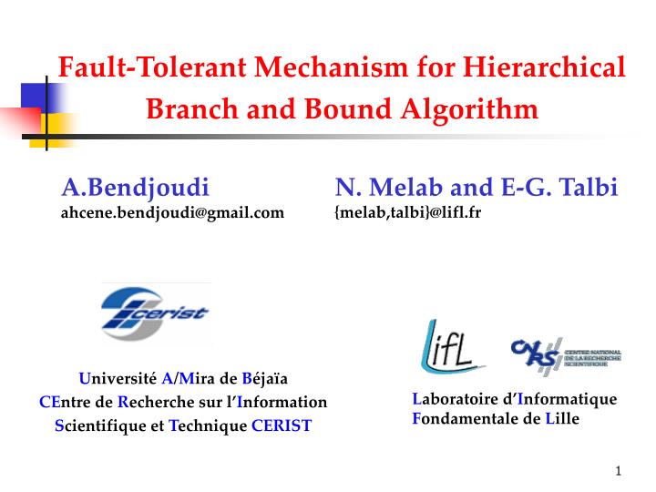 fault tolerant mechanism for hierarchical branch and bound algorithm
