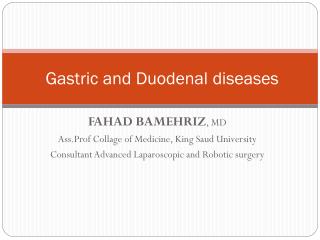 Gastric and Duodenal diseases
