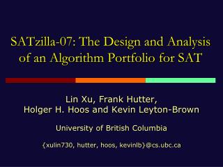 SATzilla-07: The Design and Analysis of an Algorithm Portfolio for SAT