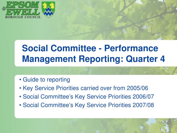 social committee performance management reporting quarter 4
