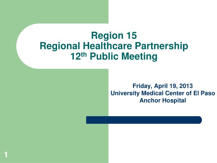 region 15 regional healthcare partnership 12 th public meeting
