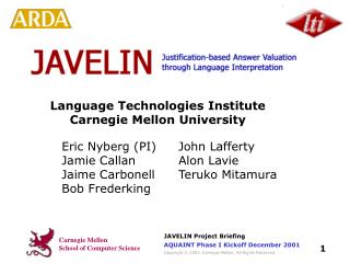 Language Technologies Institute Carnegie Mellon University