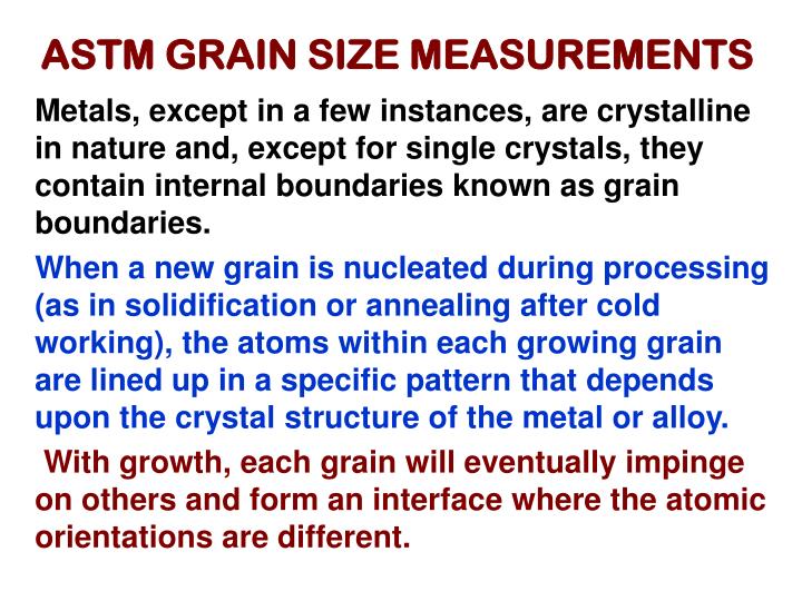 astm grain size measurements